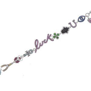 RARE Judith Ripka Sterling Lucky Charm Bracelet Genuine Multi Gemstones 7 1/4"